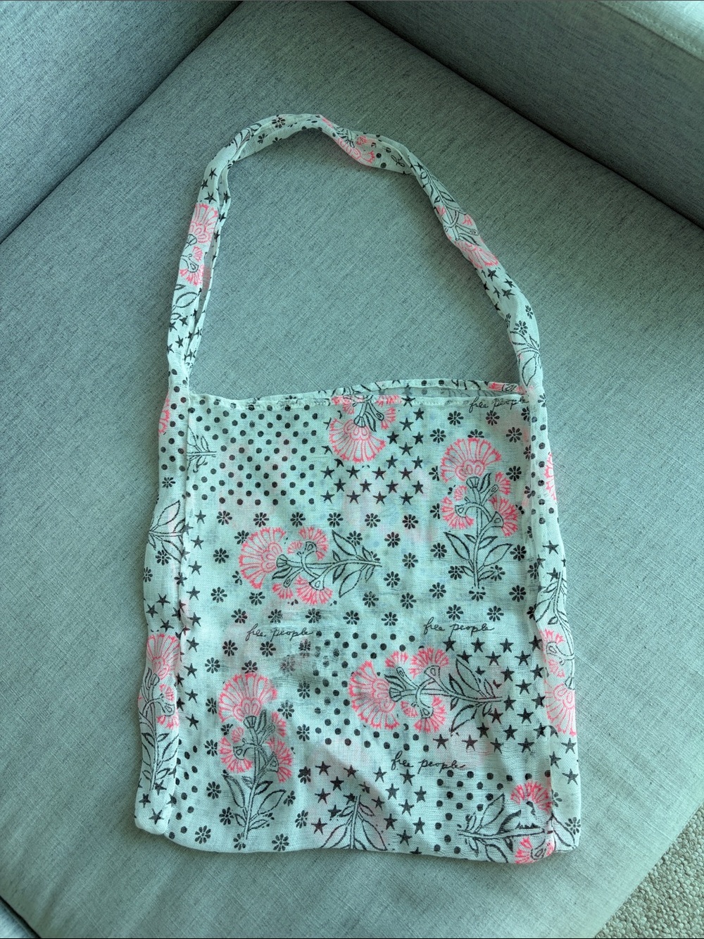 Free People Pink & Gray Floral Shoulder Tote